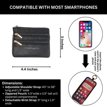 Clip & Go Phone Strap with Zipper Wallet Pouch – Crossbody Phone Chain for Hands-Free Convenience