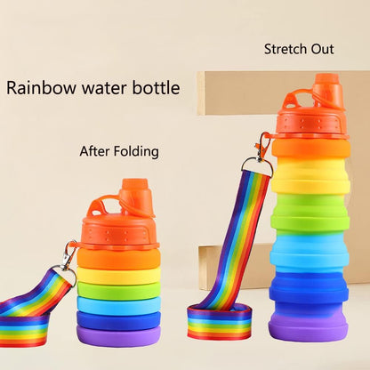 Foldable Collapsible Silicone Water Bottle  500ml  Rainbow color