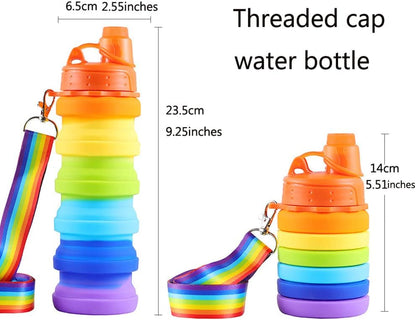 Foldable Collapsible Silicone Water Bottle  500ml  Rainbow color