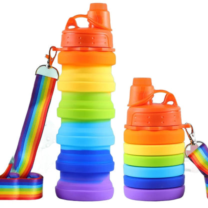 Foldable Collapsible Silicone Water Bottle  500ml  Rainbow color