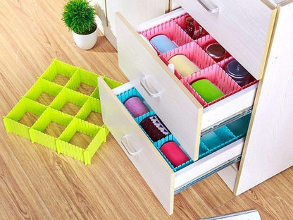 Adjustable Drawer Clapboard Divider Set - Interlocking Closet Partition for Cabinet Storage Box, 6 Pcs