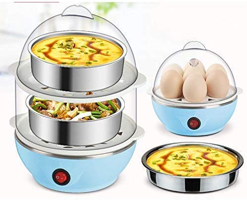 Electric 2-Layer Egg Boiler Cooker & Steamer - Cook 14 Eggs at Once