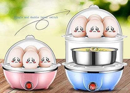 Electric 2-Layer Egg Boiler Cooker & Steamer - Cook 14 Eggs at Once