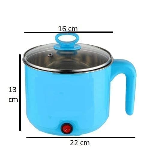 1.8 Litre Electric Mini Cooker Kettle with Glass Lid | Multi-Purpose Cooking Pot for Noodles, Eggs, Rice, Soup, Porridge & More | Portable Steamer & Hot Pot for Home, Office, and Travel