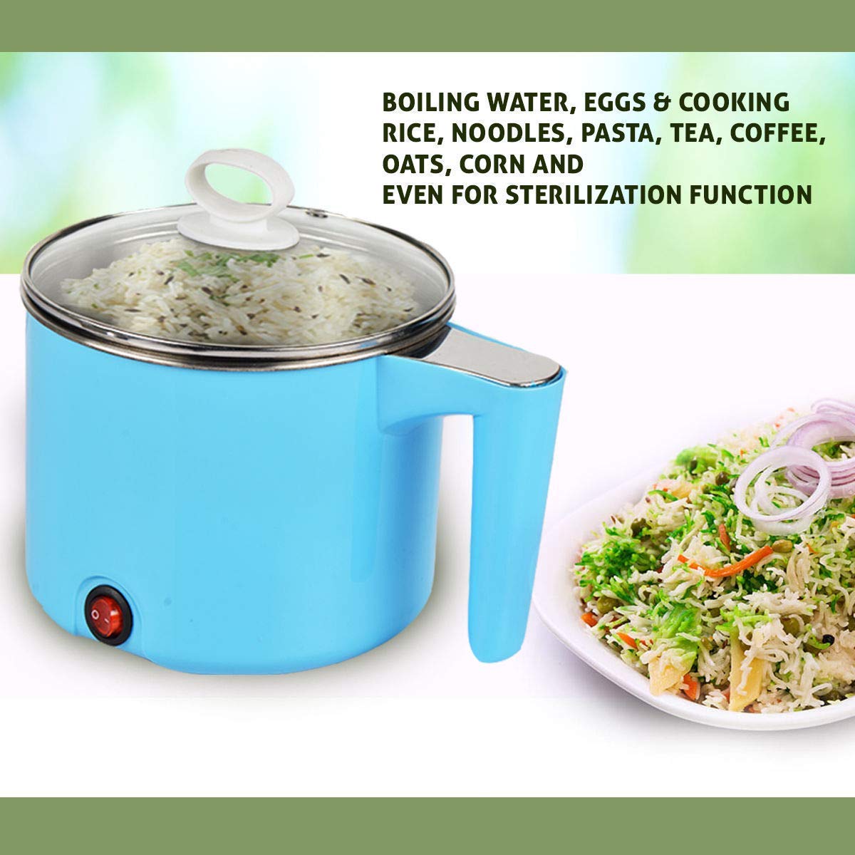 1.8 Litre Electric Mini Cooker Kettle with Glass Lid | Multi-Purpose Cooking Pot for Noodles, Eggs, Rice, Soup, Porridge & More | Portable Steamer & Hot Pot for Home, Office, and Travel