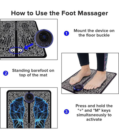 Rechargeable Electric Foot Massager with EMS Technology - 8 Modes & 19 Intensity Settings for Pain Relief and Relaxation