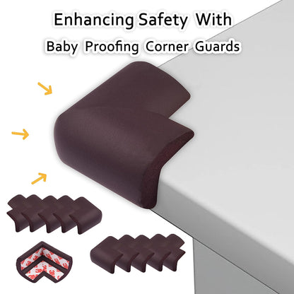 Baby Proofing Corner Guards Pre-Taped Furniture Edge Protectors Child Safety 10 Pieces Brown