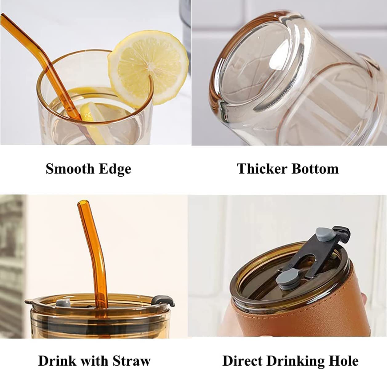 GLASS COFFEE MUG/TEA CUP WITH GLASS STRAW