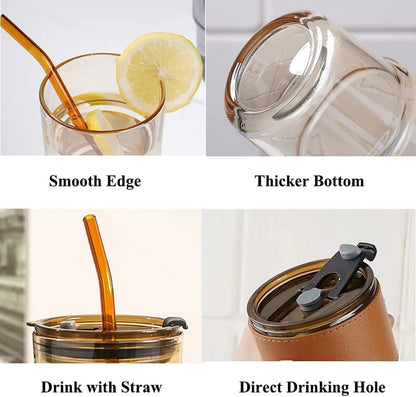 GLASS COFFEE MUG/TEA CUP WITH GLASS STRAW