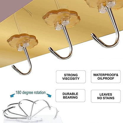 6-Piece Self-Adhesive Stainless Steel Wall Hooks Golden Pack of 1