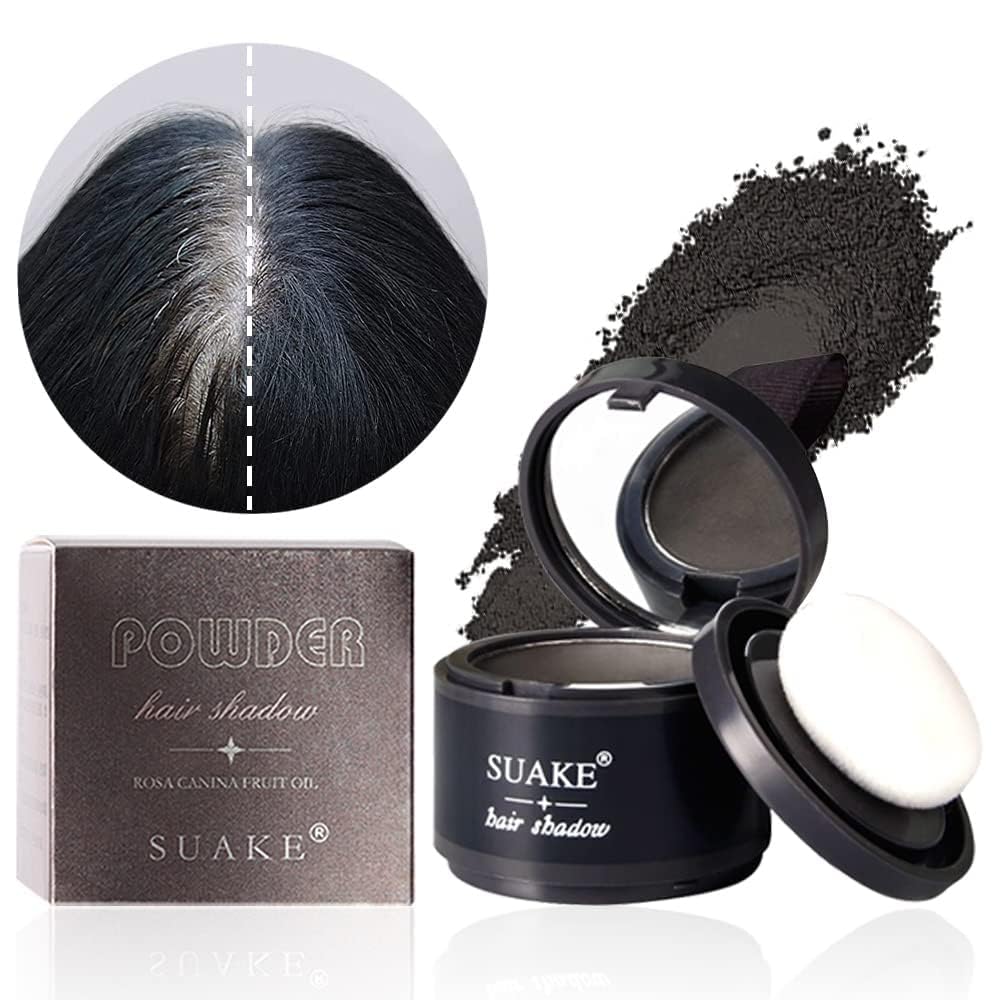 Hairline Powder - Root Touch Up & Hair Loss Cover-Up | Instant Gray Coverage, 48-Hour Stain-Proof Hair Color Powder for Women & Men | Black