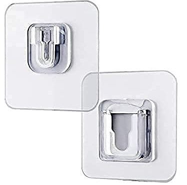 Male Female Transparent Self-Adhesive Waterproof Plastic Wall Hooks  1pcs