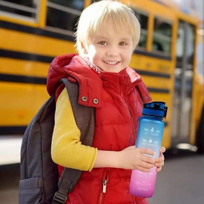 MOTIVATIONAL WATER BOTTLE WITH STRAW & TIME MARKER 900ml