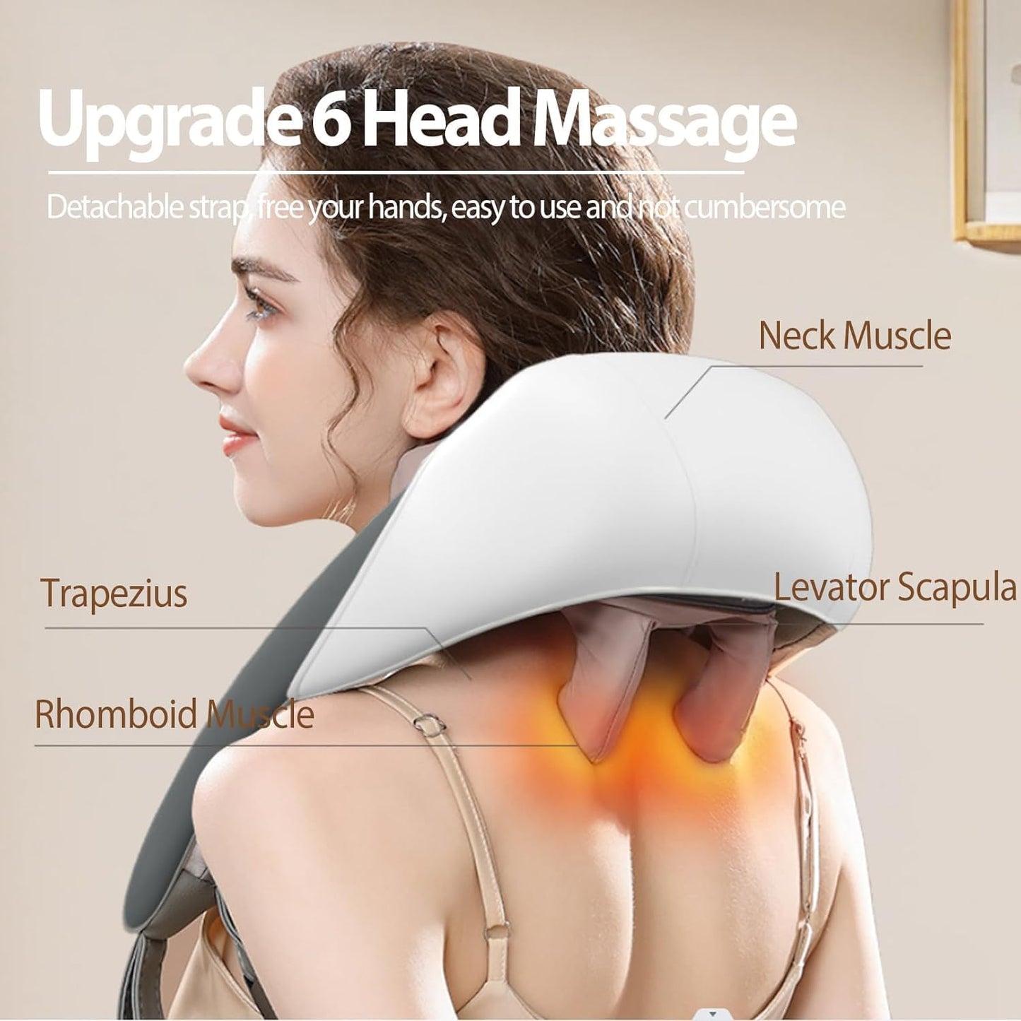 Rechargeable Electric Neck and Shoulder Massager with Heat, 5D Kneading Shiatsu Massage Machine for Cervical Pain Relief | Deep Tissue Neck, Back, and Body