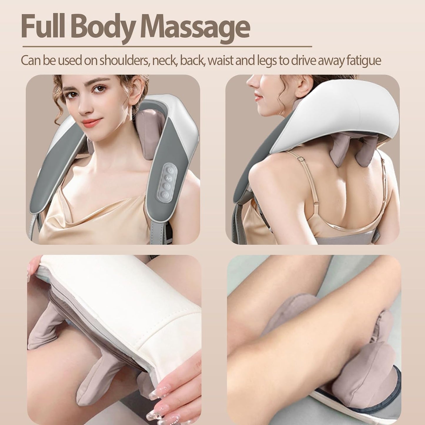 Rechargeable Electric Neck and Shoulder Massager with Heat, 5D Kneading Shiatsu Massage Machine for Cervical Pain Relief | Deep Tissue Neck, Back, and Body