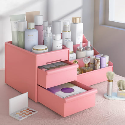 Chic Cosmetic Organizer Box with Drawers | Makeup Storage Stationary Box