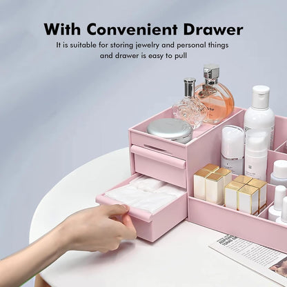 Chic Cosmetic Organizer Box with Drawers | Makeup Storage Stationary Box