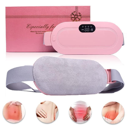 Portable Cordless Period Cramp Relief Massager & Heating Pad – 3-Temperature, 4-Massage Modes, Fast Heating Menstrual Pain Relief Device for Women