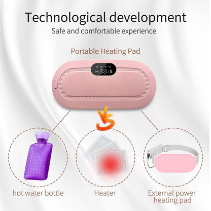 Portable Cordless Period Cramp Relief Massager & Heating Pad – 3-Temperature, 4-Massage Modes, Fast Heating Menstrual Pain Relief Device for Women