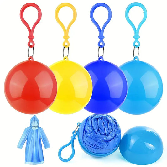 3 Pcs Portable Disposable Emergency Raincoats Waterproof Rain Poncho in A Ball