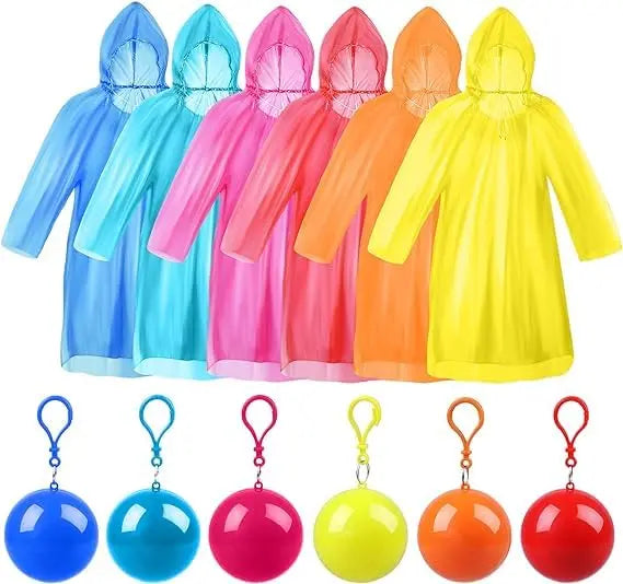 3 Pcs Portable Disposable Emergency Raincoats Waterproof Rain Poncho in A Ball