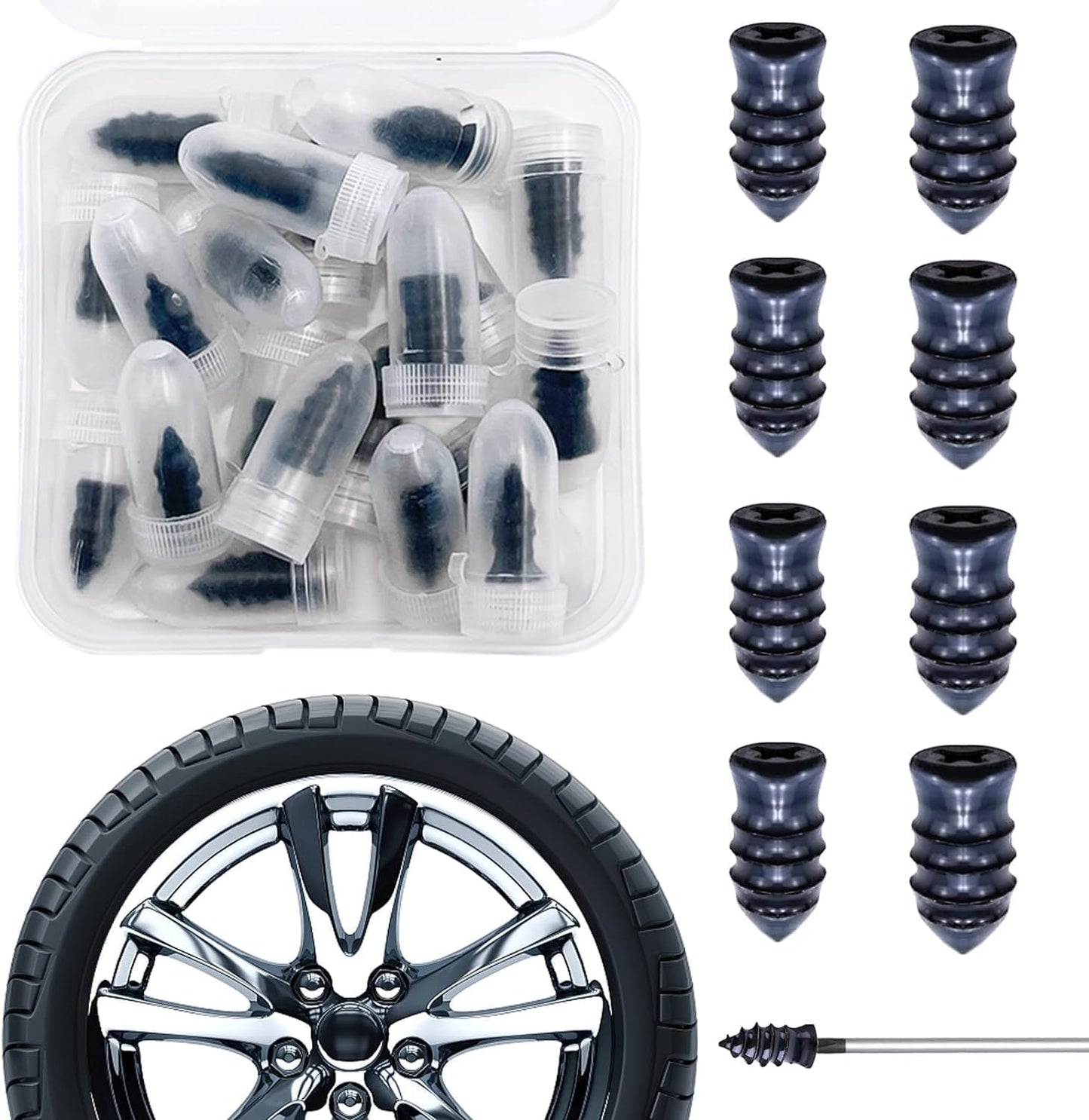 10 pcs Tyre Repair Screw, Rubber Nail Tire Repair Self-Service Tire Repair Nail, Puncture Repair Nail Vacuum Tyre Repair Nail for Car Motorcycle Bicycle