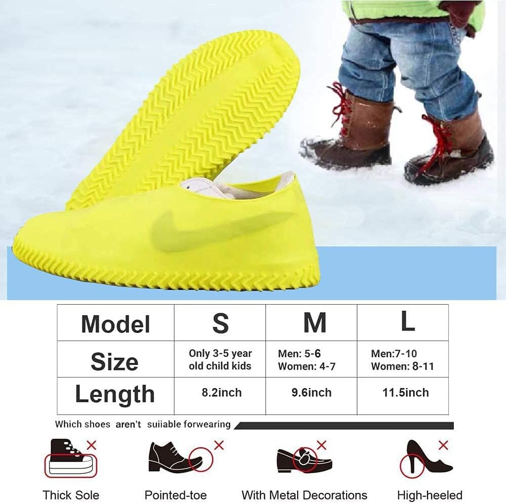 1 Pairs Reusable Shoe Covers, Anti-Slip Water Resistant Overshoes Silicone Rubber Shoe Cover Protectors for Kids, Men, Women