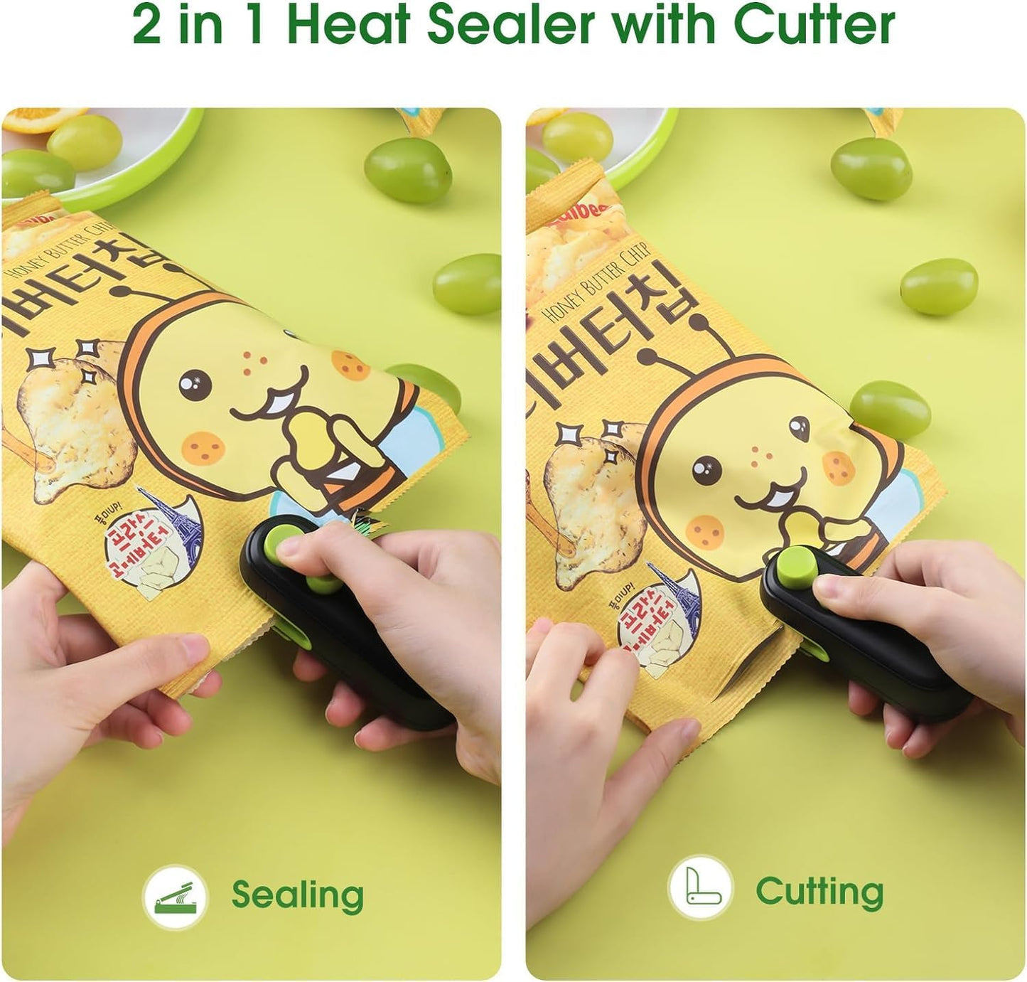 2 in 1 USB Rechargeable Magnetic Heat Sealing & Cutting, Portable Handheld Vacuum Sealer for Food, Snacks, Chips, Fresh Storage, Plastic Bags Sealing Machine