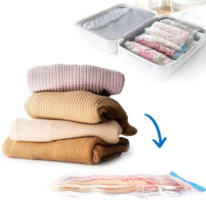 Space Saver (Set of 5) Reusable Vacuum Storage Ziplock Compression Sealer Bags for Travel clothes and home Blankets with hand Pump 2 Small (40x60cm),2 Medium (50x70cm),1 Large(60x 80cm)