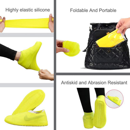 1 Pairs Reusable Shoe Covers, Anti-Slip Water Resistant Overshoes Silicone Rubber Shoe Cover Protectors for Kids, Men, Women