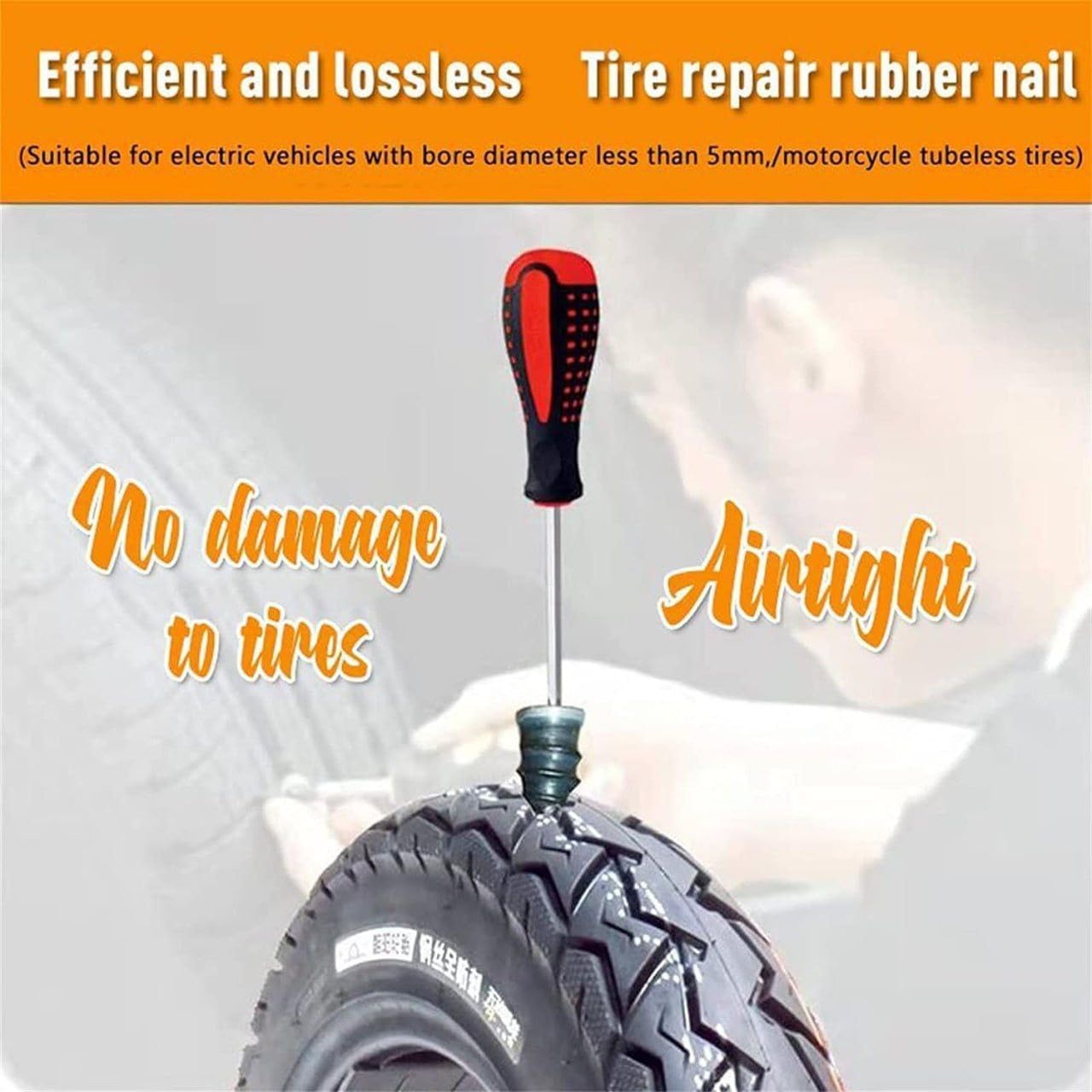 10 pcs Tyre Repair Screw, Rubber Nail Tire Repair Self-Service Tire Repair Nail, Puncture Repair Nail Vacuum Tyre Repair Nail for Car Motorcycle Bicycle