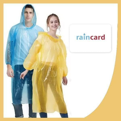 Unisex Disposable Rain Card for Emergency Use Waterproof with Smallest Pocket Size| Easy to Carry & and Reusable 2 3 time wear Thin Plastic Multi Color Free Size (5 pc)