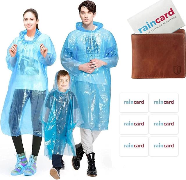 Unisex Disposable Rain Card for Emergency Use Waterproof with Smallest Pocket Size| Easy to Carry & and Reusable 2 3 time wear Thin Plastic Multi Color Free Size (5 pc)