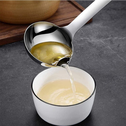 Oil filter spoon stainless steel 28cm Soup Ladle - Grease Strainer Skimmer Fat Separator Ladle - Durable 304 Stainless Steel