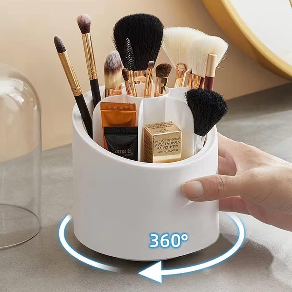 360 Rotating Dustproof Makeup Brushes Container with Clear Acrylic Cover