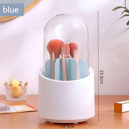 360 Rotating Dustproof Makeup Brushes Container with Clear Acrylic Cover