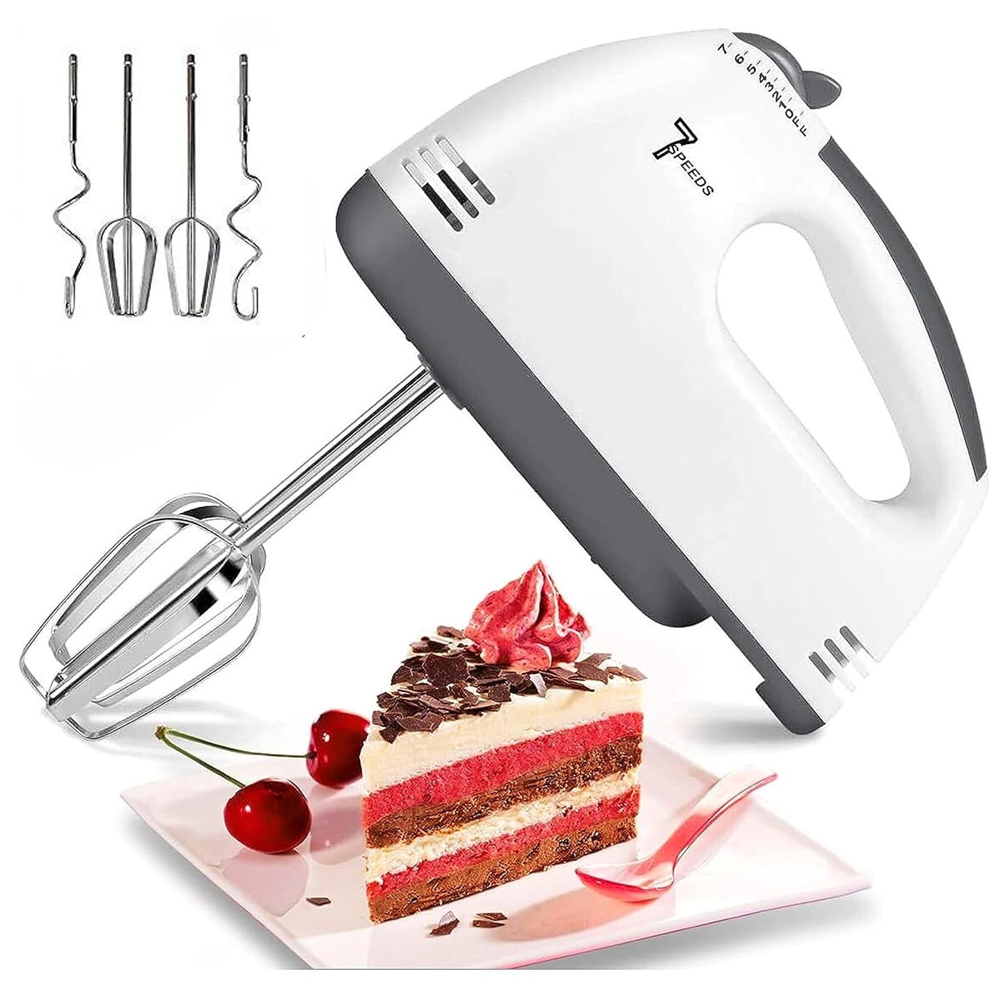 Scarlett Electric Hand Mixer, 7-Speed 260W with 2 Whisks & 2 Beaters, Portable Hand Mixer for Baking, Cake, Cream, & Egg Beating