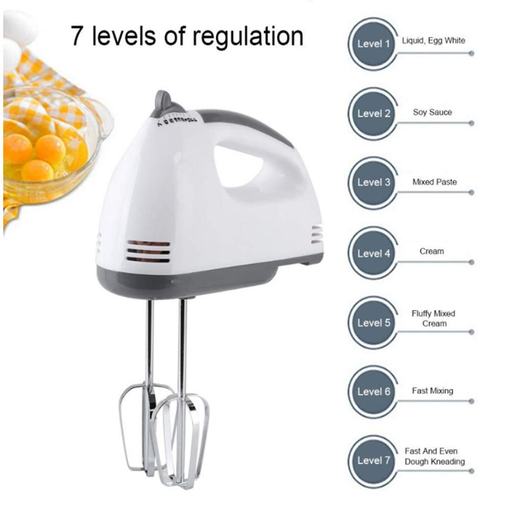 Scarlett Electric Hand Mixer, 7-Speed 260W with 2 Whisks & 2 Beaters, Portable Hand Mixer for Baking, Cake, Cream, & Egg Beating