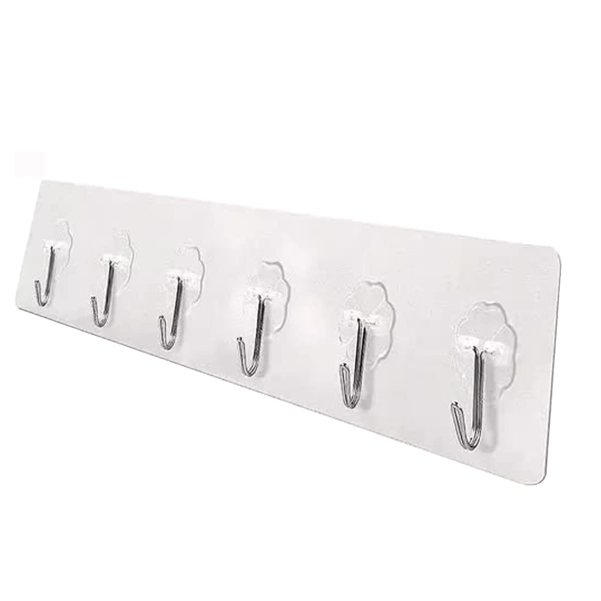 6-Piece Self-Adhesive Stainless Steel Wall Hooks Silver Pack of 1