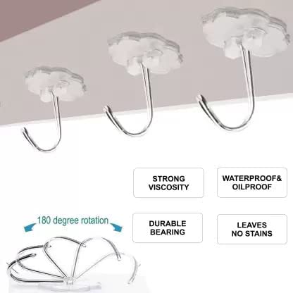 6-Piece Self-Adhesive Stainless Steel Wall Hooks Silver Pack of 1