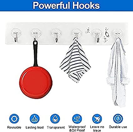 6-Piece Self-Adhesive Stainless Steel Wall Hooks Silver Pack of 1