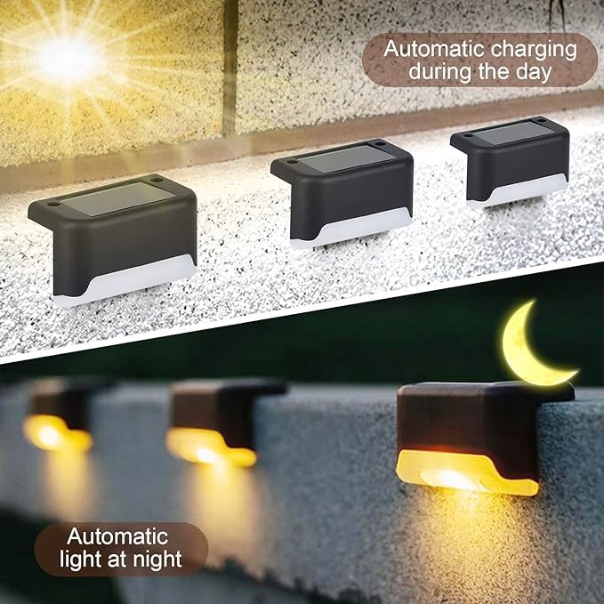 Outdoor Solar Deck Lights | Solar Waterproof LED ABS Step & Stair Lights | Pack of 4