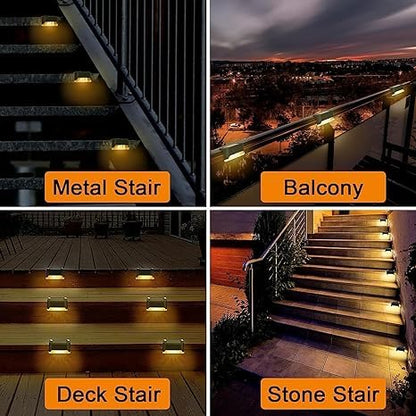 Outdoor Solar Deck Lights | Solar Waterproof LED ABS Step & Stair Lights | Pack of 4