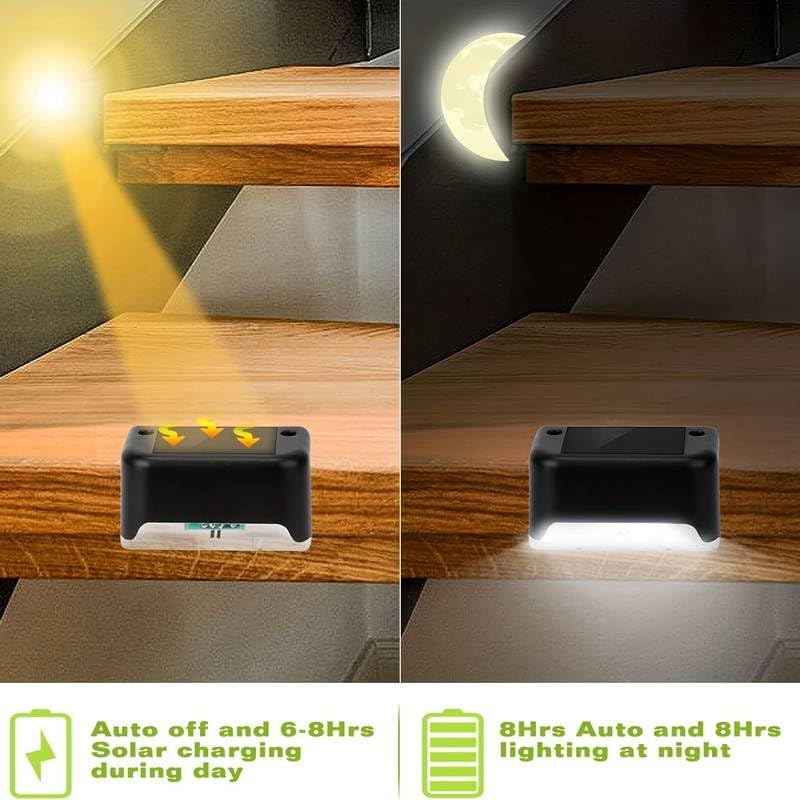 Outdoor Solar Deck Lights | Solar Waterproof LED ABS Step & Stair Lights | Pack of 4