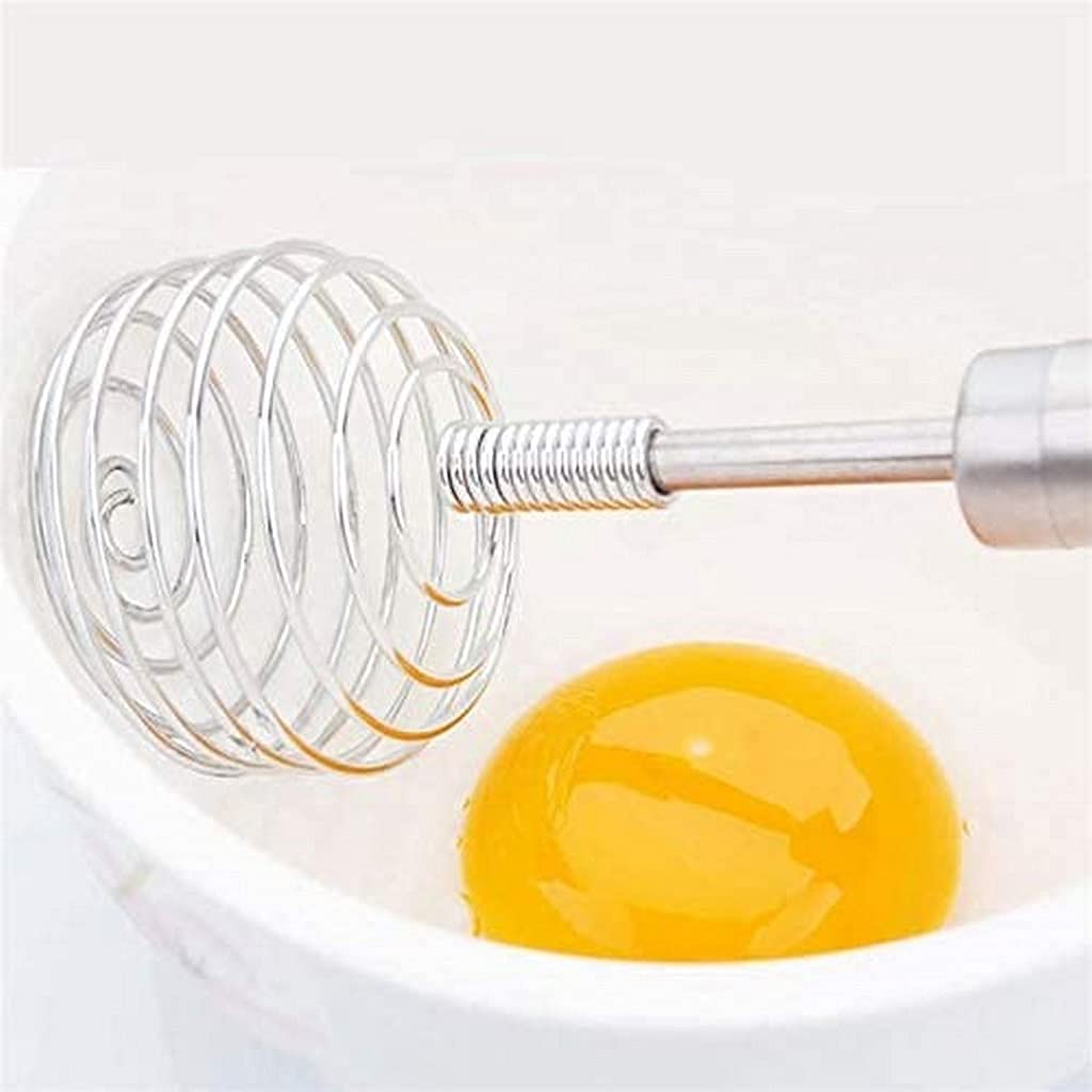 Handheld Stainless Steel Wire Egg Whisk | Semi-Automatic Hand Mixer, Eggbeater, Frother for Cream, Milk, & Flour | Durable Kitchen Whisk for Baking, Cooking & Blending