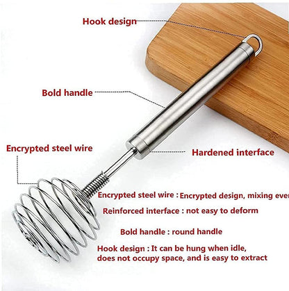 Handheld Stainless Steel Wire Egg Whisk | Semi-Automatic Hand Mixer, Eggbeater, Frother for Cream, Milk, & Flour | Durable Kitchen Whisk for Baking, Cooking & Blending