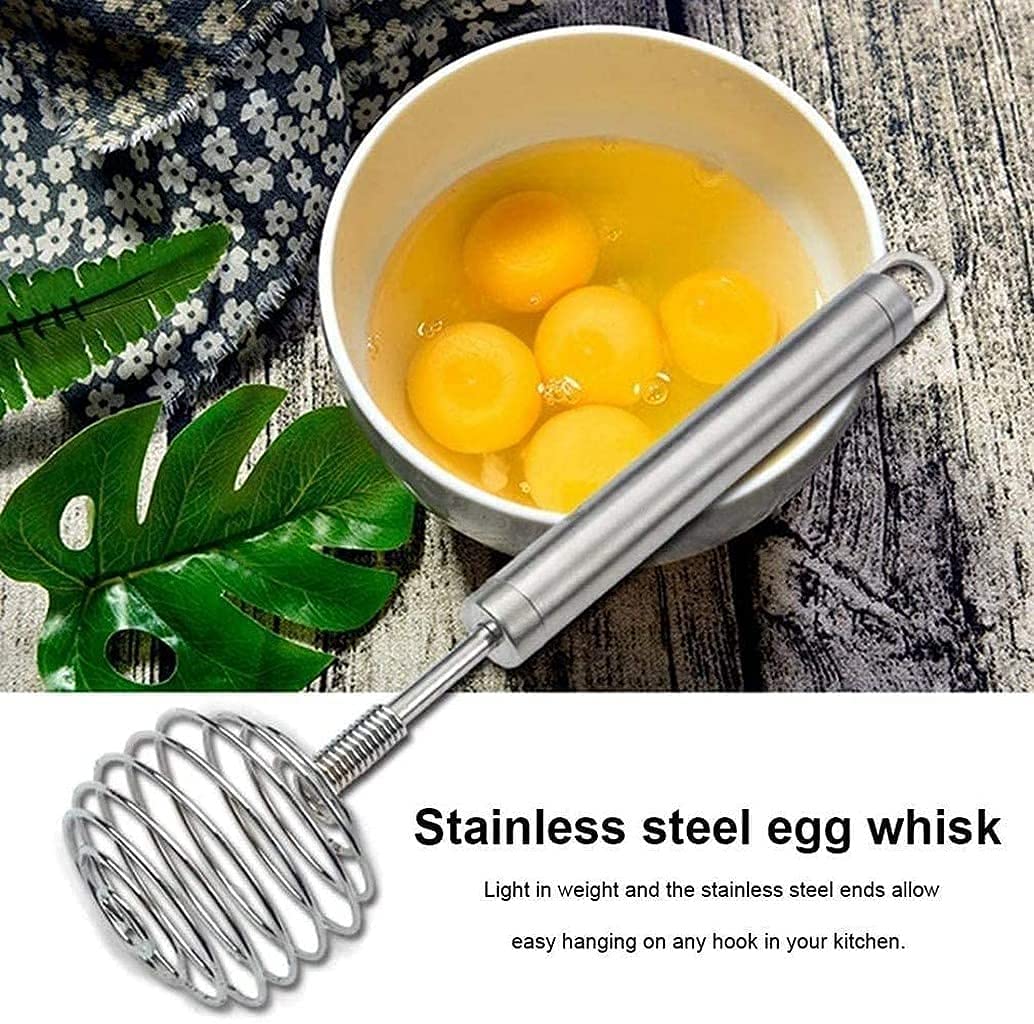 Handheld Stainless Steel Wire Egg Whisk | Semi-Automatic Hand Mixer, Eggbeater, Frother for Cream, Milk, & Flour | Durable Kitchen Whisk for Baking, Cooking & Blending