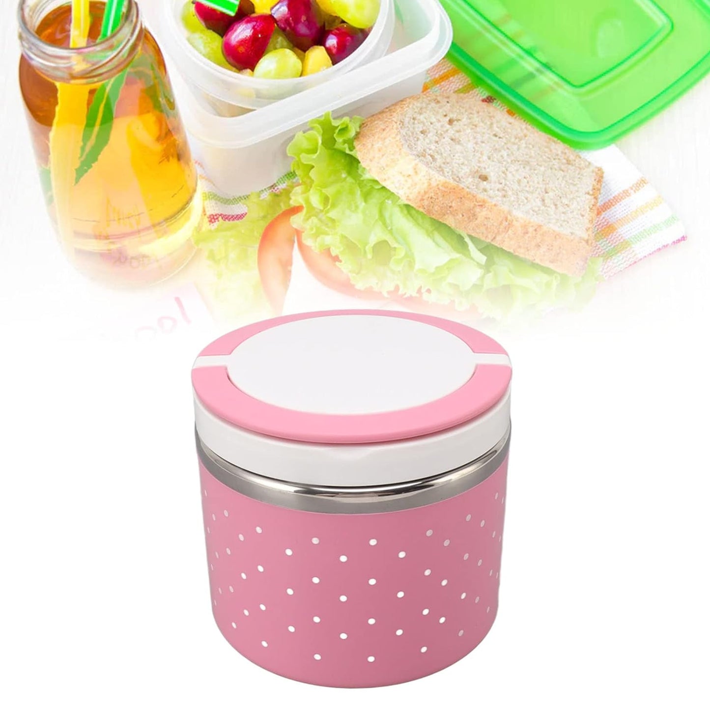 Lightweight Thermal Bento Box for Office and On-the-Go Dining pink