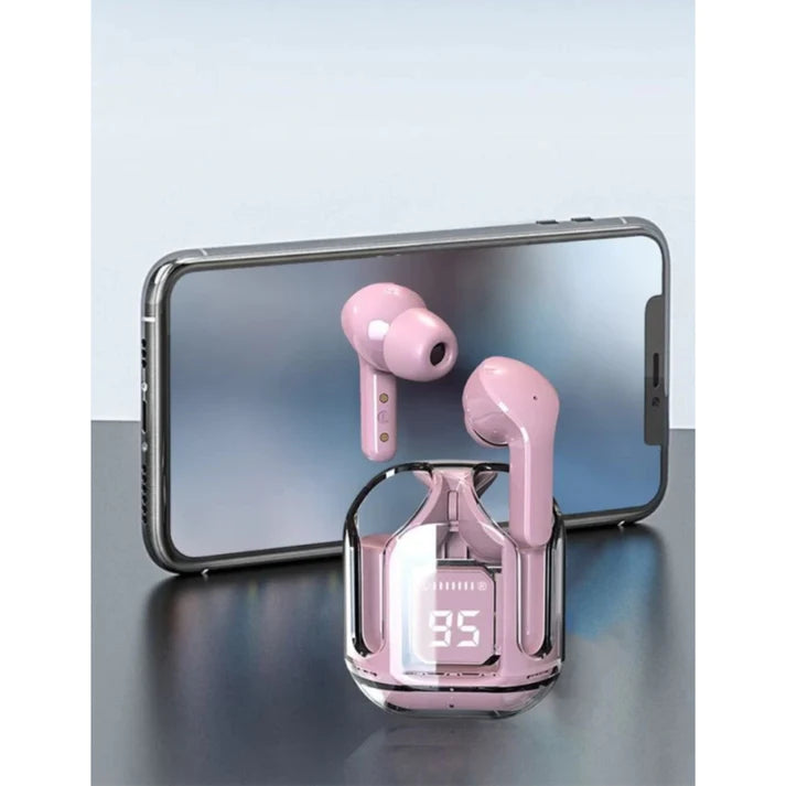 Ultrapods Crystal Wireless Earbuds Transparent Charging Case & Led Digital Display