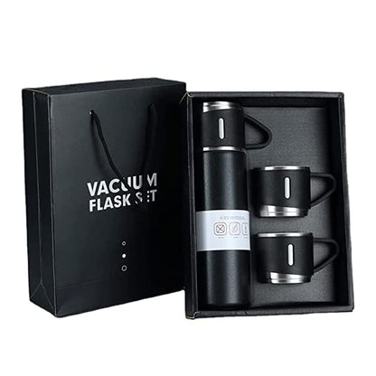 Stainless Steel Vacuum Flask with Three Cups Combo